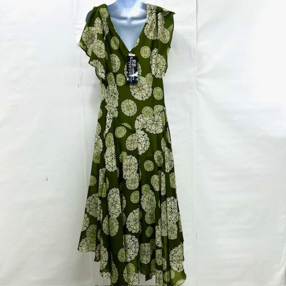 RB Collection New York dress , casual or beach wear olive Floral zipper(22) - Picture 8 of 10